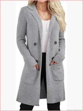 Open Front Long Cardigan Sweater Fall Casual Knit Coatigan Jacket with Pockets